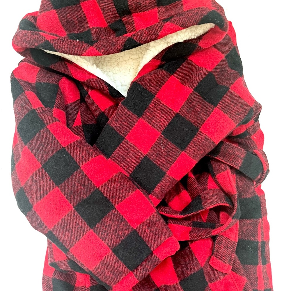 Indigo Red and Black Plaid Kids Cape